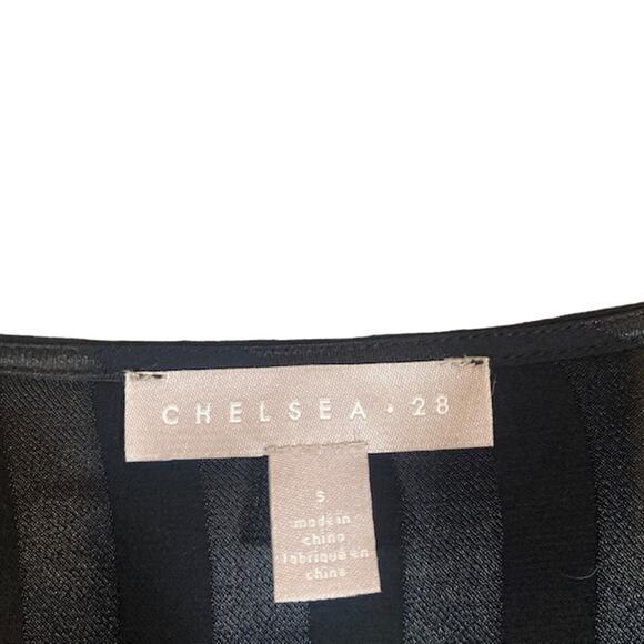 Chelsea28 Black Striped Twist Knot Button Up Formal Blouse Women Sz S - Picture 7 of 9